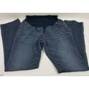Indigo Blue Straight Leg Maternity Jeans Sz M Medium Wash Full Panel